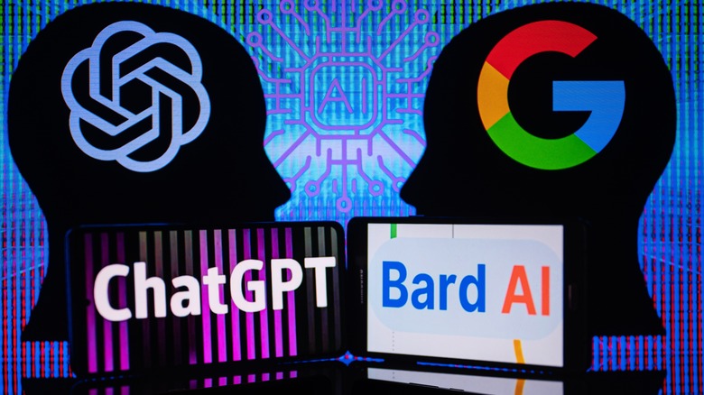 ChatGPT logo near the Google Bard logo