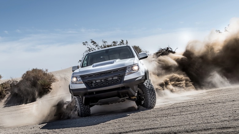 Truck sliding on dirt