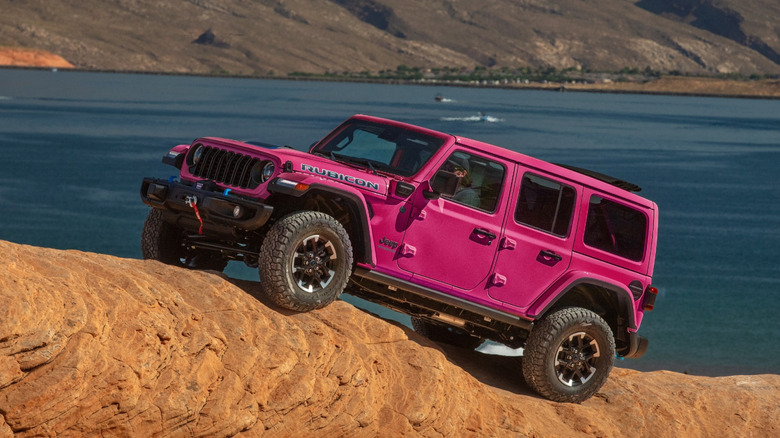 Jeep Gladiator in pink on rocky hill