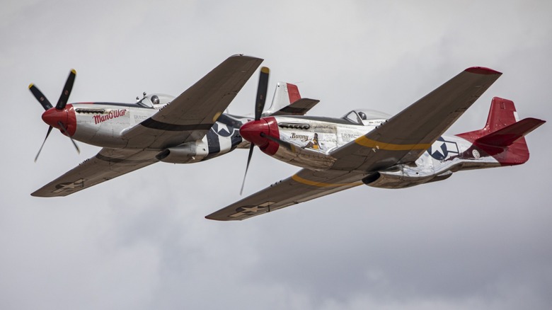 P-51 Mustangs flying in formation