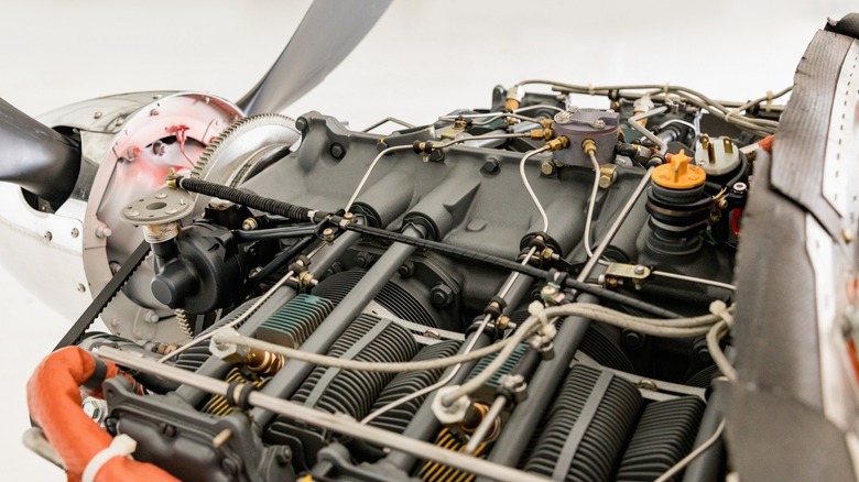 a piston engine on an airplane