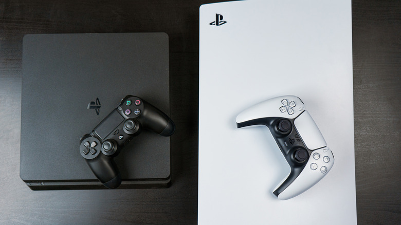 PS4 and PS5 with controllers