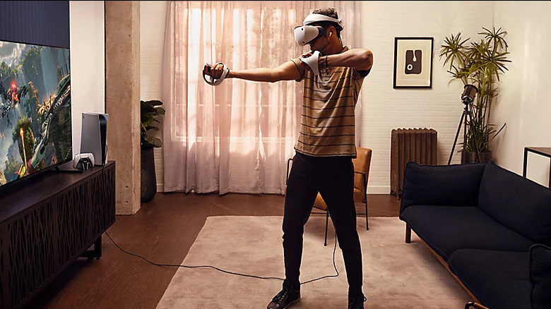 Someone playing PlayStation VR2
