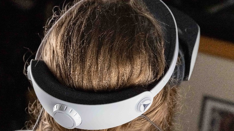 PlayStation VR2 on human head