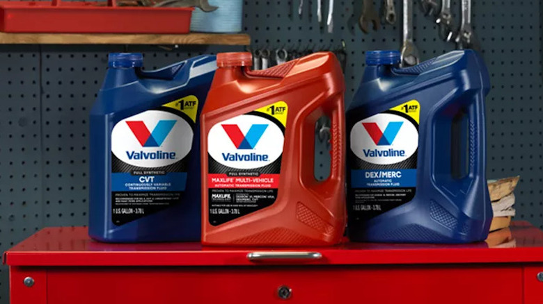 Bottles of Valvoline ATF in shop