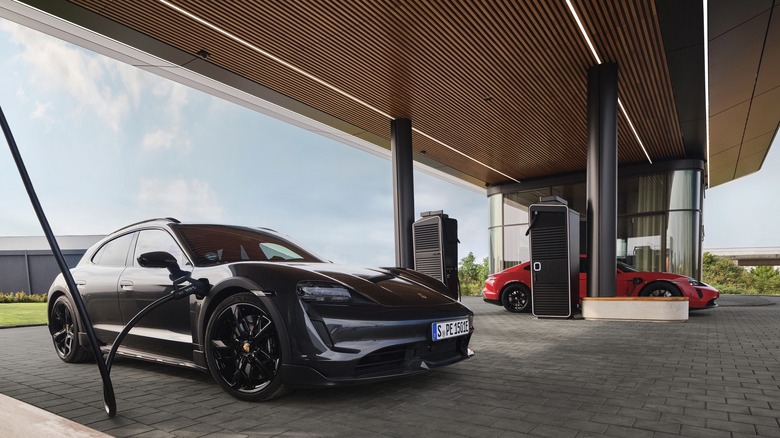 Porsche EV cars charging