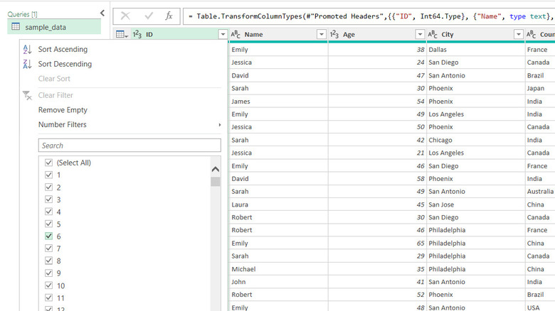 Filter Columns