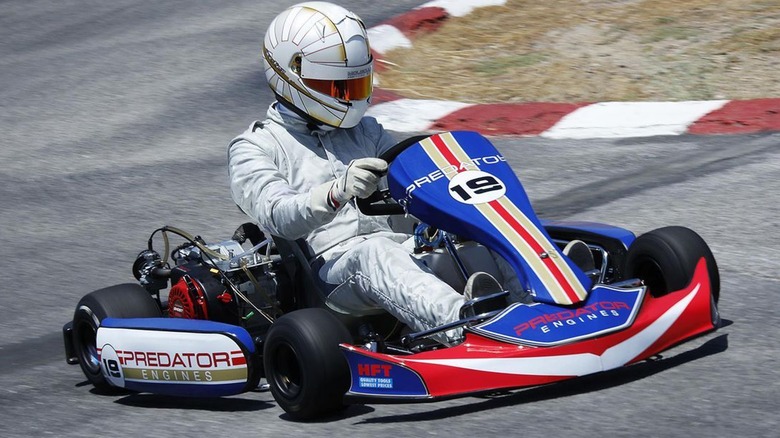 Go-kart with Predator logo and 212 Ghost engine