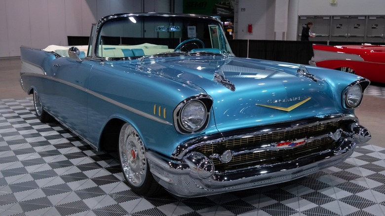 Blue 1957 Chevrolet Bel-Air restomod