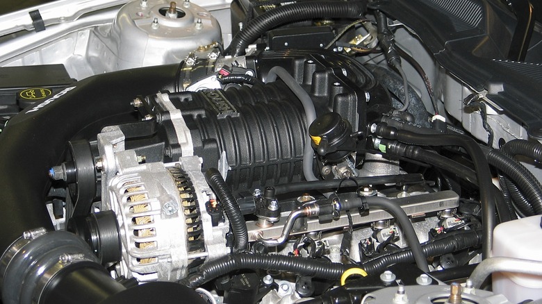 Roush Ford engine with supercharger