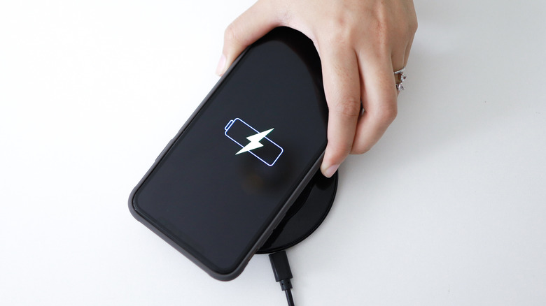 Putting phone on wireless charger