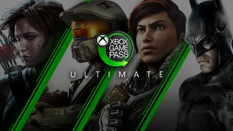 Xbox Game Pass advertisement featuring several games. 