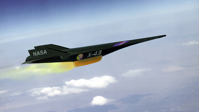 an artist's conception of nasa's x-43 scramjet aircraft