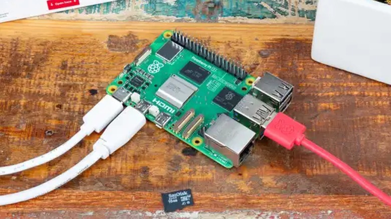 Raspberry Pi 5 connected to cables