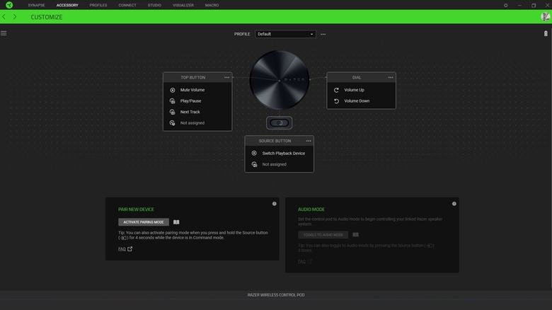 Razer Wireless Control Pod Synapse view