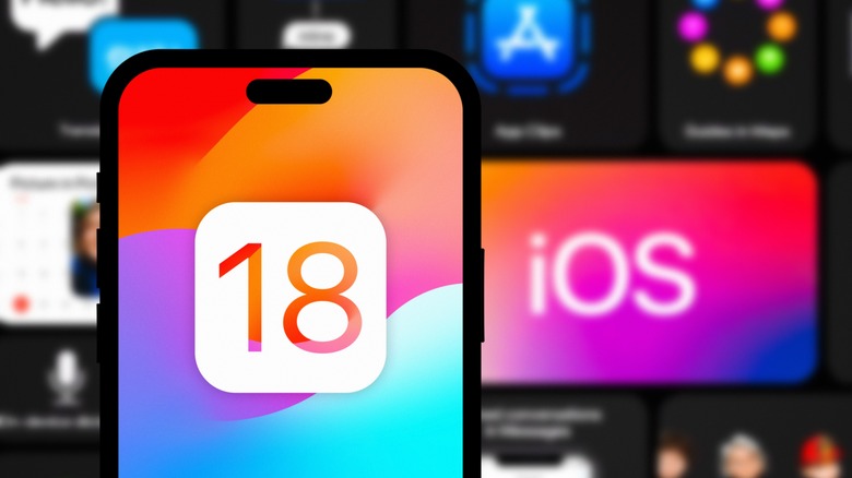 iOS 18 logo displayed on iPhone