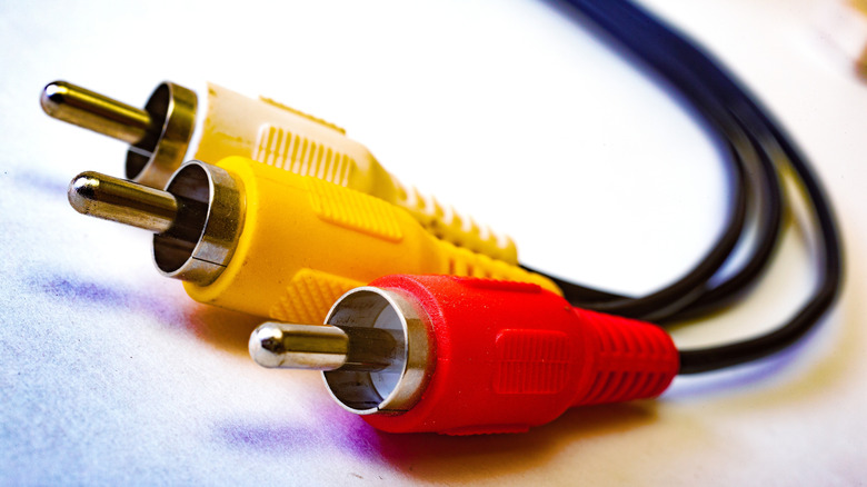 RCA cable with red, yellow, and white connectors