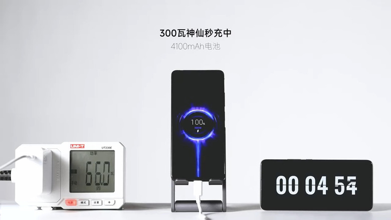 Xiaomi demoing 300W charging speeds.