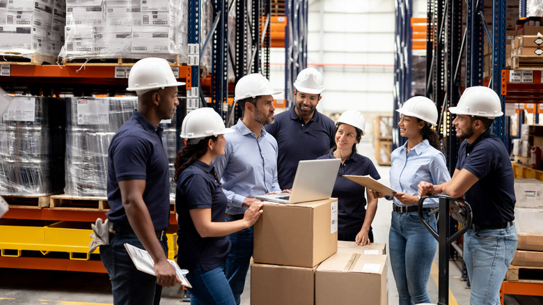 new staff at distribution warehouse