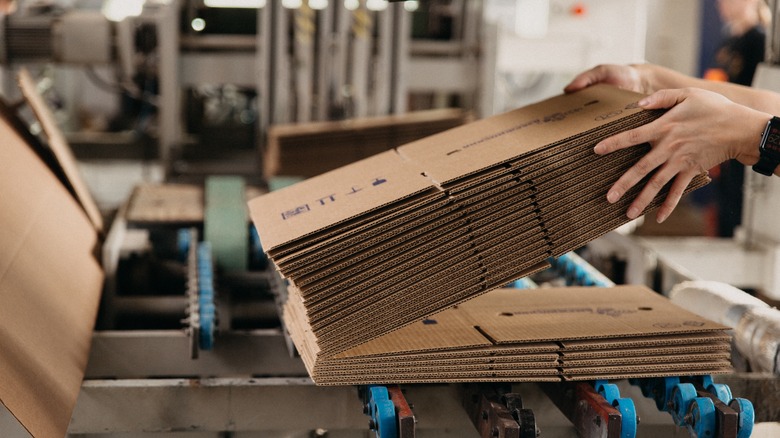 cardboard boxes in warehouse