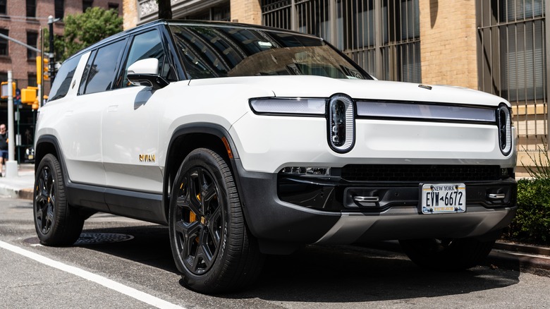 Rivian SUV parked front end