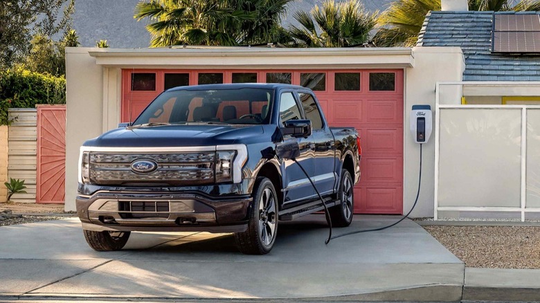 Ford F-150 Lightning plugged in