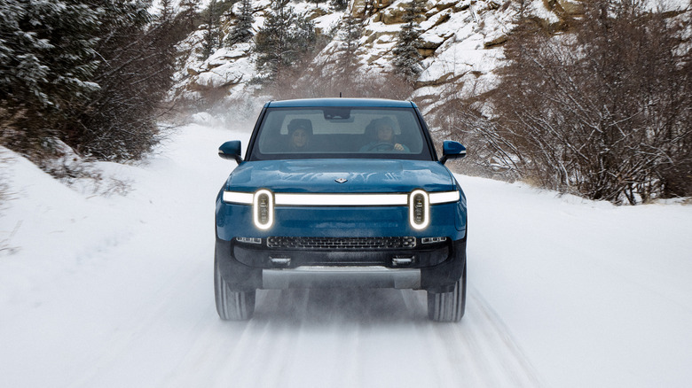 rivian electric truck on road