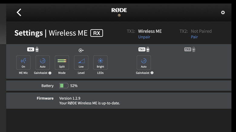 Rode Wireless ME settings