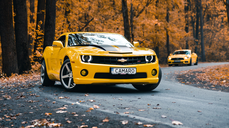 A Chevrolet Camaro on the road