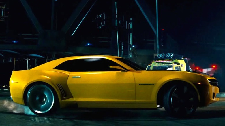 Bumblebee evading a Decepticon