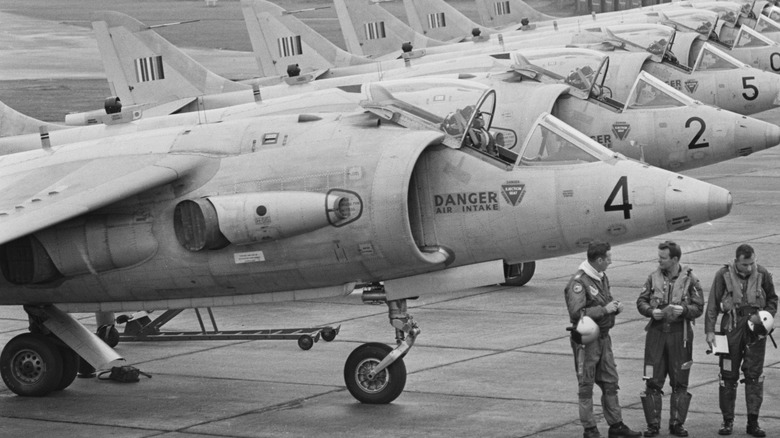 UK and US forces on a runway with Kestrel jets