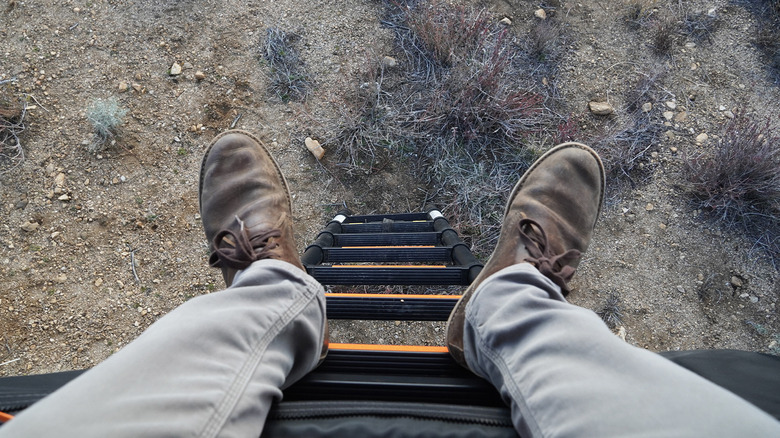 Roofnest Condor Overland 2 on Ford Ranger FX4 looking down the ladder