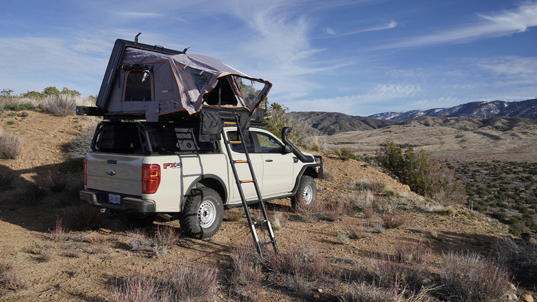 Roofnest Condor Overland 2 on Ford Ranger FX4 looking over valley