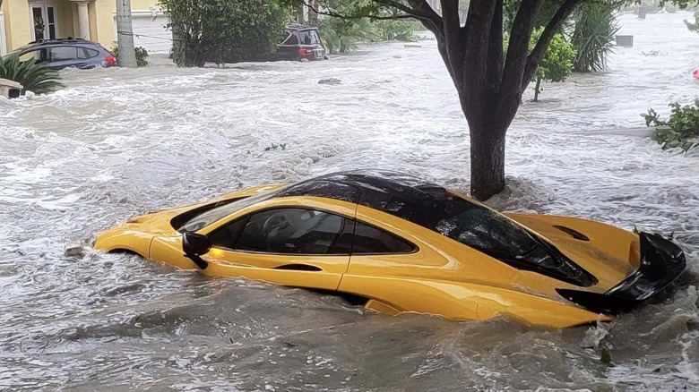 McLaren P1 in flood