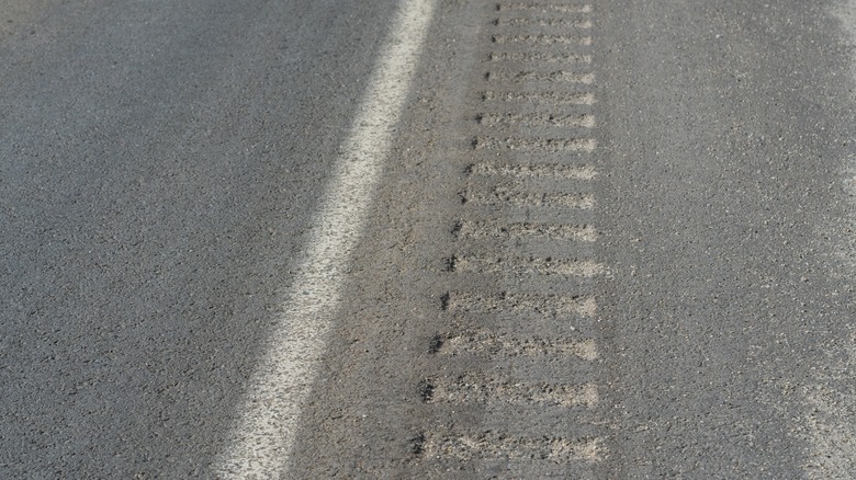 Rumble strip on road