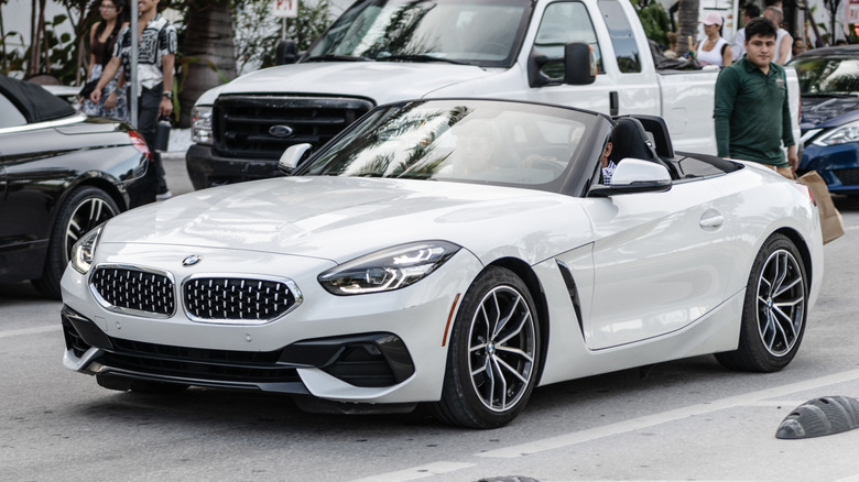 White BMW Z4 in traffic