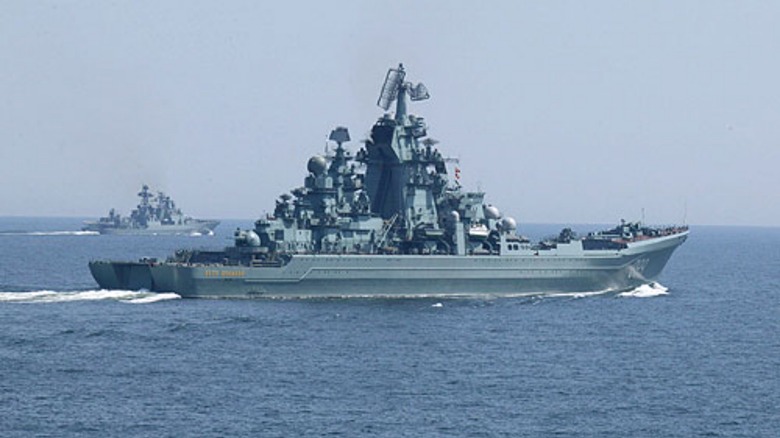 Russian flagship Pyotr Veliky underway