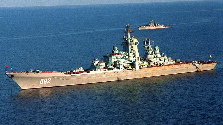 Kirov-class battlecruiser anchored