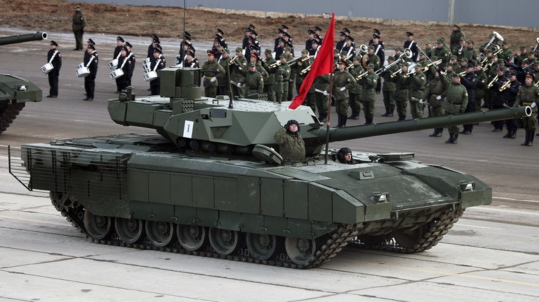 A Russian Army T-14 Armata during Victory Day parade rehearsal in Alabino, Moscow Oblast, 2016