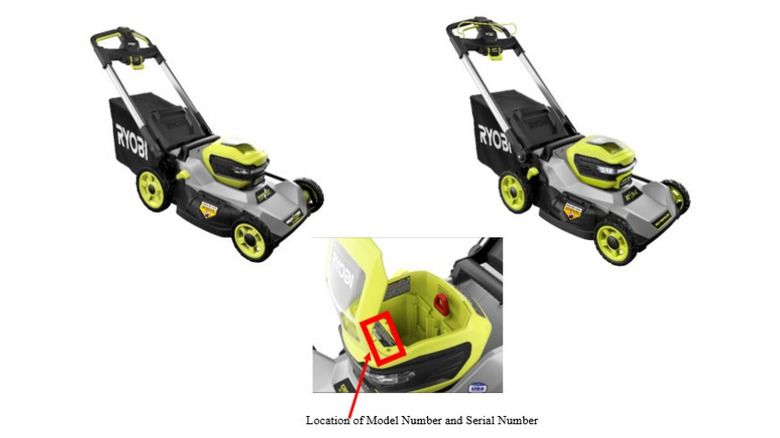 Recalled Ryobi mowers serial number location