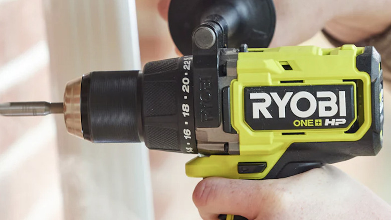 Close-up of 18V One+ HP 1/2-inch Hammer Drill in use