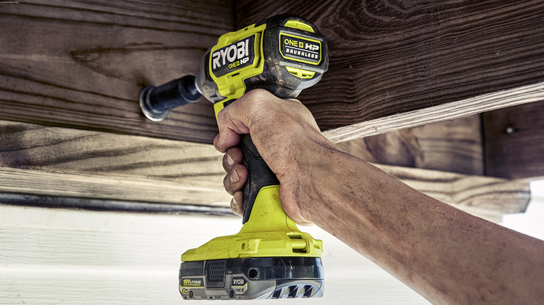 Ryobi Brushless Cordless 1/4 in. Impact Driver in use