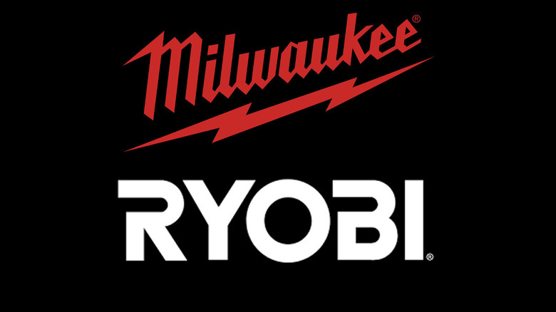 the Milwaukee and Ryobi tool logos