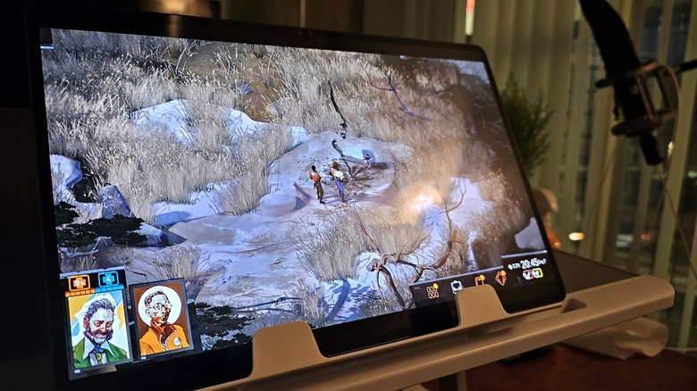 Disco Elysium running in GeForce Now on Samsung tablet