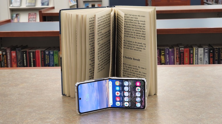 The Galaxy Flip 4 and a book