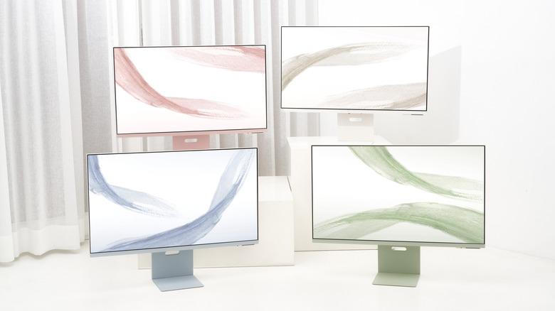 The Samsung Smart Monitor M8 in all four color options.