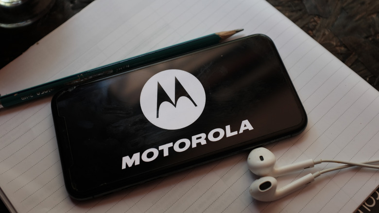 Motorola logo on smartphone