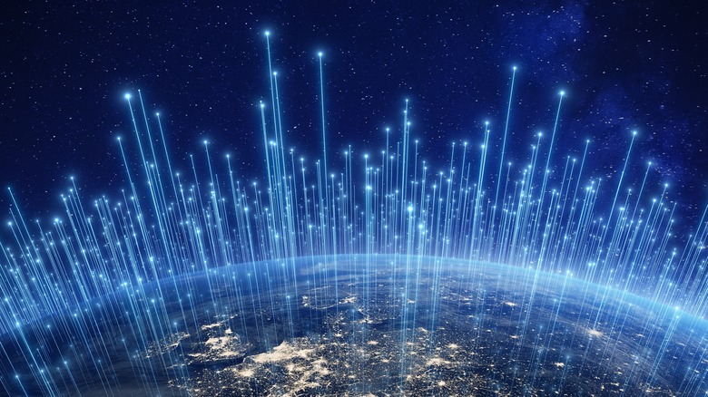 communications network above Earth illustrated