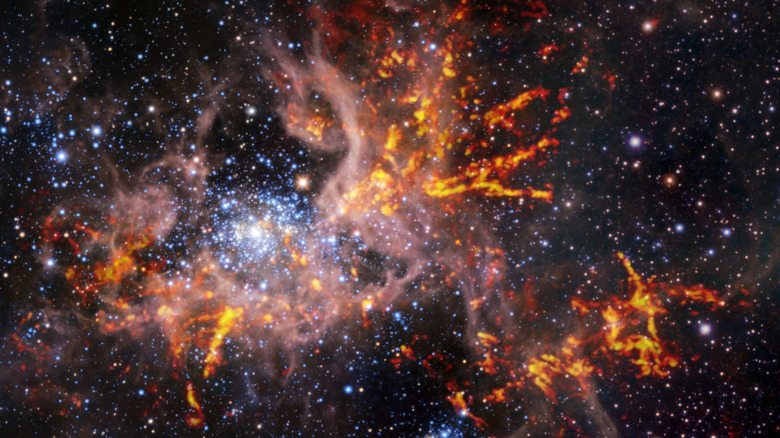 Composite image depicting the Tarantula Nebula