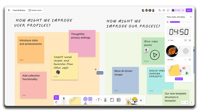 FigJam board with sticky notes and other tools